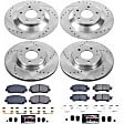 4-Wheel Set Power Stop&reg; K6965 Front and Rear Z23 Daily Carbon-Fiber Ceramic Brake Pad and Drilled & Slotted Rotor Kit