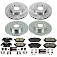 4-Wheel Set Power Stop&reg; K6966 Front and Rear Z23 Daily Carbon-Fiber Ceramic Brake Pad and Drilled & Slotted Rotor Kit