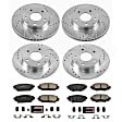 4-Wheel Set Power Stop&reg; K6972 Front and Rear Z23 Daily Carbon-Fiber Ceramic Brake Pad and Drilled & Slotted Rotor Kit