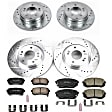 4-Wheel Set Power Stop&reg; K6981 Front and Rear Z23 Daily Carbon-Fiber Ceramic Brake Pad and Drilled & Slotted Rotor Kit