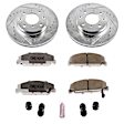 K699-26 Front Brake Disc and Pad Kit, Silver zinc-plated, Cross-drilled and Slotted, 4 Lugs, 240 mm, Carbon Fiber Ceramic, Z26 Street Warrior Carbon-Fiber Ceramic Series