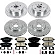 4-Wheel Set Power Stop&reg; K6995 Front and Rear Z23 Daily Carbon-Fiber Ceramic Brake Pad and Drilled & Slotted Rotor Kit