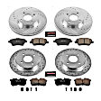 4-Wheel Set Power Stop&reg; K7002 Front and Rear Z23 Daily Carbon-Fiber Ceramic Brake Pad and Drilled & Slotted Rotor Kit