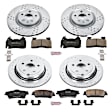 4-Wheel Set Power Stop&reg; K7005 Front and Rear Z23 Daily Carbon-Fiber Ceramic Brake Pad and Drilled & Slotted Rotor Kit