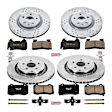 4-Wheel Set Power Stop&reg; K7006 Front and Rear Z23 Daily Carbon-Fiber Ceramic Brake Pad and Drilled & Slotted Rotor Kit