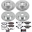 4-Wheel Set Power Stop&reg; K7028-26 Front and Rear Z26 Muscle Carbon-Fiber Ceramic Brake Pad and Drilled & Slotted Rotor Kit