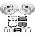 K7030-26 Front Brake Disc and Pad Kit, Silver zinc-plated, Cross-drilled and Slotted, 5 Lugs, 345 mm, Carbon Fiber Ceramic, Z26 Street Warrior Carbon-Fiber Ceramic Series