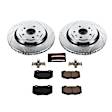 K7045 Rear Brake Disc and Pad Kit, Silver zinc-plated, Cross-drilled and Slotted, 5 Lugs, 339 mm, Carbon Fiber Ceramic, Z23 Evolution Sport Series