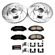 K704 Front Brake Disc and Pad Kit, Silver zinc-plated, Cross-drilled and Slotted, 5 Lugs, 282 mm, Carbon Fiber Ceramic, Z23 Evolution Sport Series