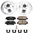 K7062 Rear Brake Disc and Pad Kit, Silver zinc-plated, Cross-drilled and Slotted, 5 Lugs, 305 mm, Carbon Fiber Ceramic, Z23 Evolution Sport Series
