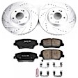 2017 Hyundai Santa Fe Sport - Front Brake Disc and Pad Kit, Silver zinc-plated, Cross-drilled and Slotted, 5 Lugs, 320 mm, Carbon Fiber Ceramic, 2.0L 4Cyl, Z23 Evolution Sport Series