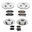 4-Wheel Set Power Stop&reg; K706 Front and Rear Z23 Daily Carbon-Fiber Ceramic Brake Pad and Drilled & Slotted Rotor Kit