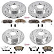 4-Wheel Set Power Stop&reg; K707-26 Front and Rear Z26 Muscle Carbon-Fiber Ceramic Brake Pad and Drilled & Slotted Rotor Kit