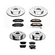 4-Wheel Set Power Stop&reg; K707 Front and Rear Z23 Daily Carbon-Fiber Ceramic Brake Pad and Drilled & Slotted Rotor Kit