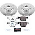 K7087-26 Rear Brake Disc and Pad Kit, Silver zinc-plated, Cross-drilled and Slotted, 5 Lugs, 370 mm, Carbon Fiber Ceramic, Z26 Street Warrior Carbon-Fiber Ceramic Series
