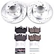 K7088 Rear Brake Disc and Pad Kit, Cross-drilled and Slotted, 5 Lugs, 299 mm, Carbon Fiber Ceramic, Z23 Evolution Sport Series