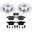 K7093 Rear Brake Disc and Pad Kit, Silver zinc-plated, Cross-drilled and Slotted, 5 Lugs, 272 mm, Carbon Fiber Ceramic, Z23 Evolution Sport Series