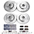 4-Wheel Set Power Stop&reg; K7101 Front and Rear Z23 Daily Carbon-Fiber Ceramic Brake Pad and Drilled & Slotted Rotor Kit