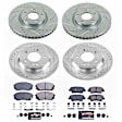 4-Wheel Set Power Stop&reg; K7114 Front and Rear Z23 Daily Carbon-Fiber Ceramic Brake Pad and Drilled & Slotted Rotor Kit
