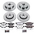 4-Wheel Set Power Stop&reg; K7136-36 Front and Rear Z36 Truck Carbon-Fiber Ceramic Brake Pad and Drilled & Slotted Rotor Kit