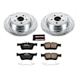 K7144 Rear Brake Disc and Pad Kit, Silver zinc-plated, Cross-drilled and Slotted, 5 Lugs, 315 mm, Carbon Fiber Ceramic, Z23 Evolution Sport Series