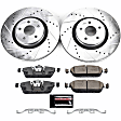 K7147 Front Brake Disc and Pad Kit, Silver zinc-plated, Cross-drilled and Slotted, 5 Lugs, 335 mm, Carbon Fiber Ceramic, Z23 Evolution Sport Series