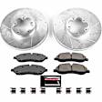 K7150 Front Brake Disc and Pad Kit, Silver zinc-plated, Cross-drilled and Slotted, 5 Lugs, 308 mm, Carbon Fiber Ceramic, Z23 Evolution Sport Series