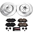 K7174 Rear Brake Disc and Pad Kit, Silver zinc-plated, Cross-drilled and Slotted, 5 Lugs, 350 mm, Carbon Fiber Ceramic, Z23 Evolution Sport Series