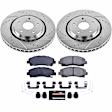 K7214 Front Brake Disc and Pad Kit, Cross-drilled and Slotted 5 Lugs 320 mm Carbon Fiber Ceramic Z23 Evolution Sport Series