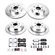 4-Wheel Set Power Stop&reg; K7228-36 Front and Rear Z36 Truck Carbon-Fiber Ceramic Brake Pad and Drilled & Slotted Rotor Kit