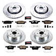 4-Wheel Set Power Stop&reg; K7231 Front and Rear Z23 Daily Carbon-Fiber Ceramic Brake Pad and Drilled & Slotted Rotor Kit