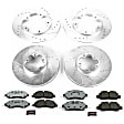 4-Wheel Set Power Stop&reg; K7235-36 Front and Rear Z36 Truck Carbon-Fiber Ceramic Brake Pad and Drilled & Slotted Rotor Kit