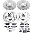 4-Wheel Set Power Stop&reg; K7245 Front and Rear Z23 Daily Carbon-Fiber Ceramic Brake Pad and Drilled & Slotted Rotor Kit