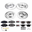 K7278 4-Wheel Set Front and Rear Brake Disc and Pad Kit, Cross-drilled and Slotted, 5 Lugs, Carbon Fiber Ceramic, Z23 Evolution Sport Series