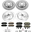 2015 Acura TLX - Front and Rear Brake Disc and Pad Kit, Silver zinc-plated, Cross-drilled and Slotted, 5 Lugs, 310 mm, Carbon Fiber Ceramic, 3.5L 6Cyl, Z23 Evolution Sport Series