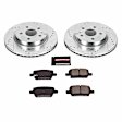 K7289 Rear Brake Disc and Pad Kit, Silver zinc-plated, Cross-drilled and Slotted, 5 Lugs, 315.2 mm, Carbon Fiber Ceramic, Z23 Evolution Sport Series