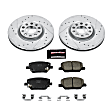 K7299 Front Brake Disc and Pad Kit, Silver zinc-plated, Cross-drilled and Slotted, 5 Lugs, 305 mm, Carbon Fiber Ceramic, Z23 Evolution Sport Series