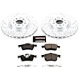 K7302 Front Brake Disc and Pad Kit, Silver zinc-plated, Cross-drilled and Slotted, 5 Lugs, 305 mm, Carbon Fiber Ceramic, Z23 Evolution Sport Series