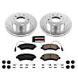 K7303 Front Brake Disc and Pad Kit, Silver zinc-plated, Cross-drilled and Slotted, 5 Lugs, 300 mm, Carbon Fiber Ceramic, Z23 Evolution Sport Series