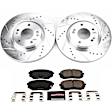 K7353 Front Brake Disc and Pad Kit, Cross-drilled and Slotted 5 Lugs 305 mm Carbon Fiber Ceramic Z23 Evolution Sport Series