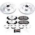 K7356-26 Front Brake Disc and Pad Kit, Silver zinc-plated, Cross-drilled and Slotted, 5 Lugs, 293.5 mm, Carbon Fiber Ceramic, Z26 Street Warrior Carbon-Fiber Ceramic Series