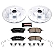 K7356 Front Brake Disc and Pad Kit, Silver zinc-plated, Cross-drilled and Slotted, 5 Lugs, 293.5 mm, Carbon Fiber Ceramic, Z23 Evolution Sport Series