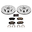 K7370 Front Brake Disc and Pad Kit, Silver zinc-plated, Cross-drilled and Slotted, 5 Lugs, 280 mm, Carbon Fiber Ceramic, Z23 Evolution Sport Series