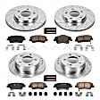 4-Wheel Set Power Stop&reg; K7385 Front and Rear Z23 Daily Carbon-Fiber Ceramic Brake Pad and Drilled & Slotted Rotor Kit