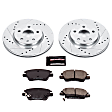 K7399 Front Brake Disc and Pad Kit, Silver zinc-plated, Cross-drilled and Slotted, 5 Lugs, 276 mm, Carbon Fiber Ceramic, Z23 Evolution Sport Series