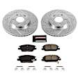 K7400 Front Brake Disc and Pad Kit, Silver zinc-plated, Cross-drilled and Slotted, 5 Lugs, 300 mm, Carbon Fiber Ceramic, Z23 Evolution Sport Series