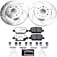 K7411-26 Rear Brake Disc and Pad Kit, Silver zinc-plated, Cross-drilled and Slotted, 6 Lugs, 315 mm, Carbon Fiber Ceramic, Z26 Street Warrior Carbon-Fiber Ceramic Series