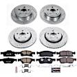 4-Wheel Set Power Stop&reg; K7413 Front and Rear Z23 Daily Carbon-Fiber Ceramic Brake Pad and Drilled & Slotted Rotor Kit