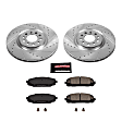 K7414 Front Brake Disc and Pad Kit, Silver zinc-plated, Cross-drilled and Slotted, 5 Lugs, 330 mm, Carbon Fiber Ceramic, Z23 Evolution Sport Series