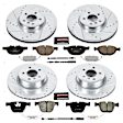 4-Wheel Set Power Stop&reg; K7432 Front and Rear Z23 Daily Carbon-Fiber Ceramic Brake Pad and Drilled & Slotted Rotor Kit